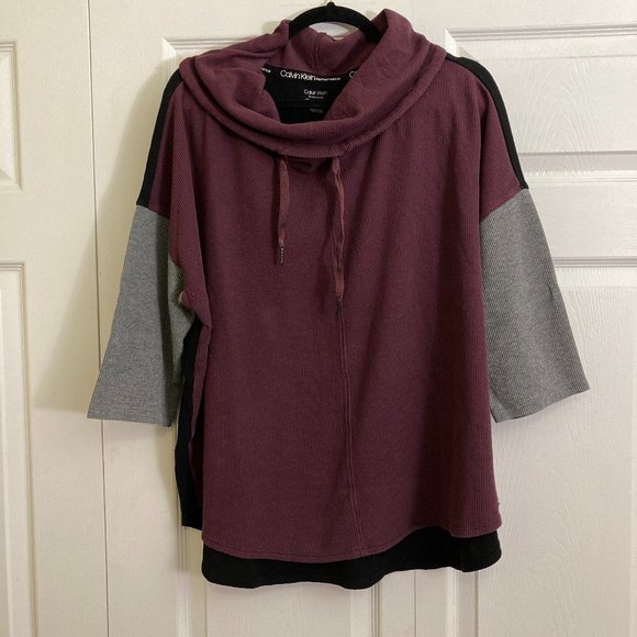 Calvin Klein Colorblock Sweater Performance Cowl Neck Plus Size Size 2XL - Picture 1 of 4